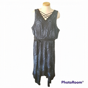 𝅺Penningtons Handkerchief Hem Maxi Dress With Pockets